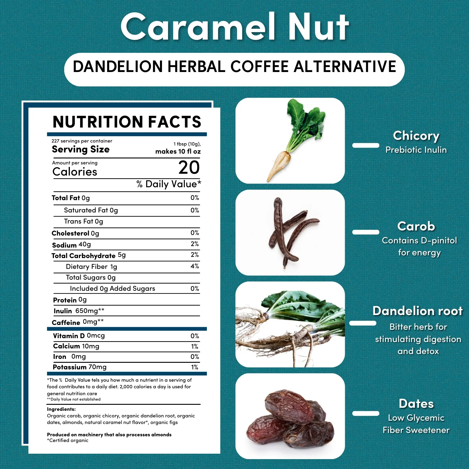 Dandelion Caramel Nut Chicory Herbal Coffee - Image 9