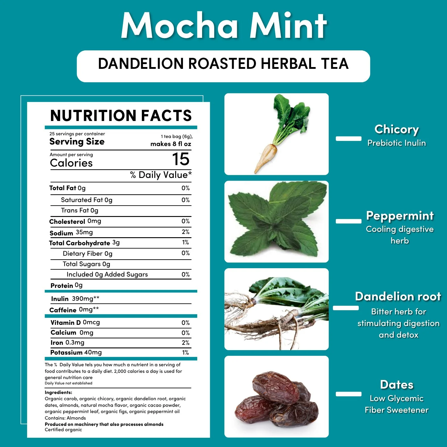 Dandelion Mocha Mint Roasted Herbal Tea - Image 9