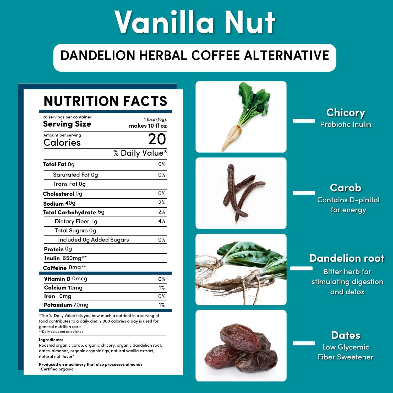 Dandelion Vanilla Nut Herbal Coffee - Image 5