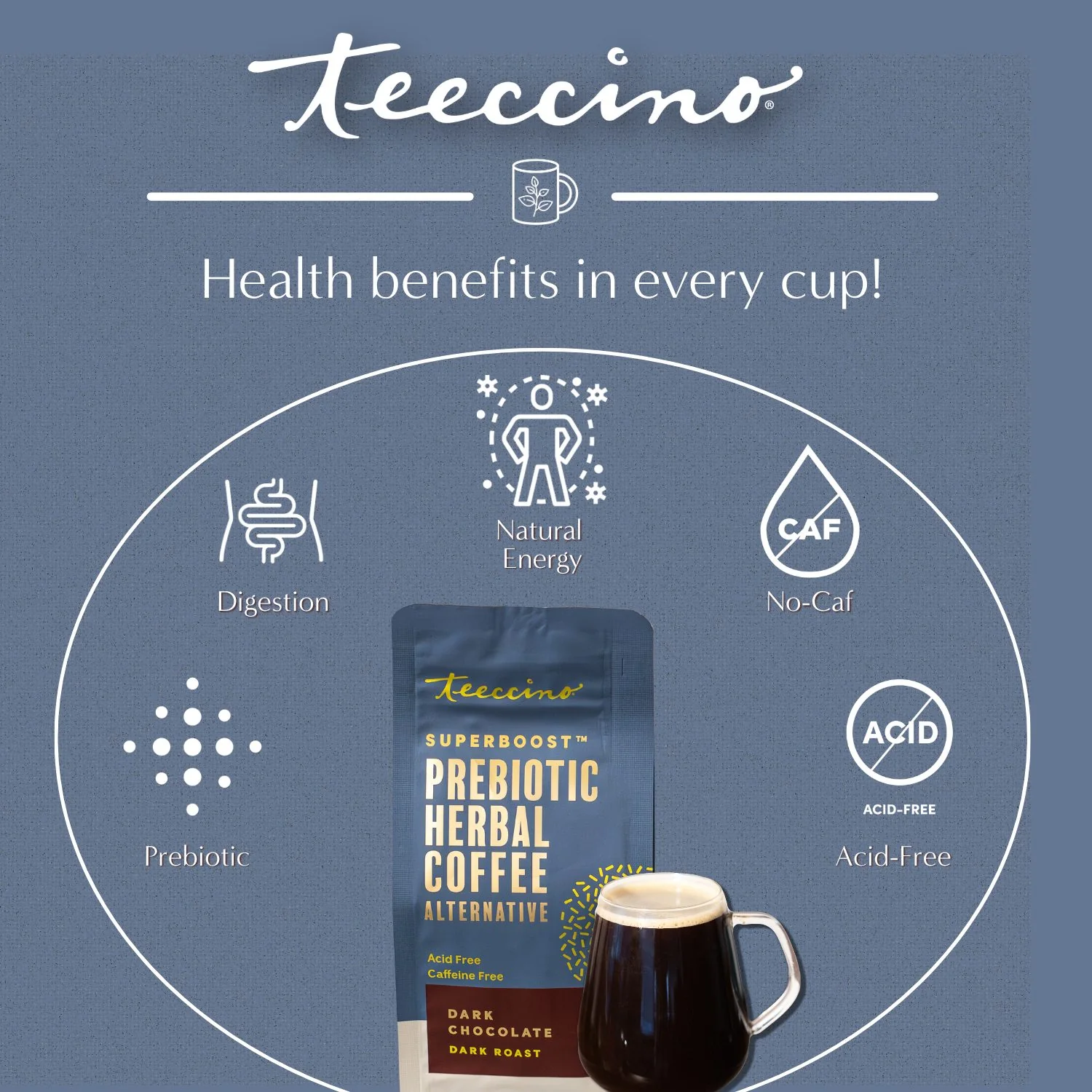 Dark Chocolate Prebiotic SuperBoost Herbal Coffee - Image 6