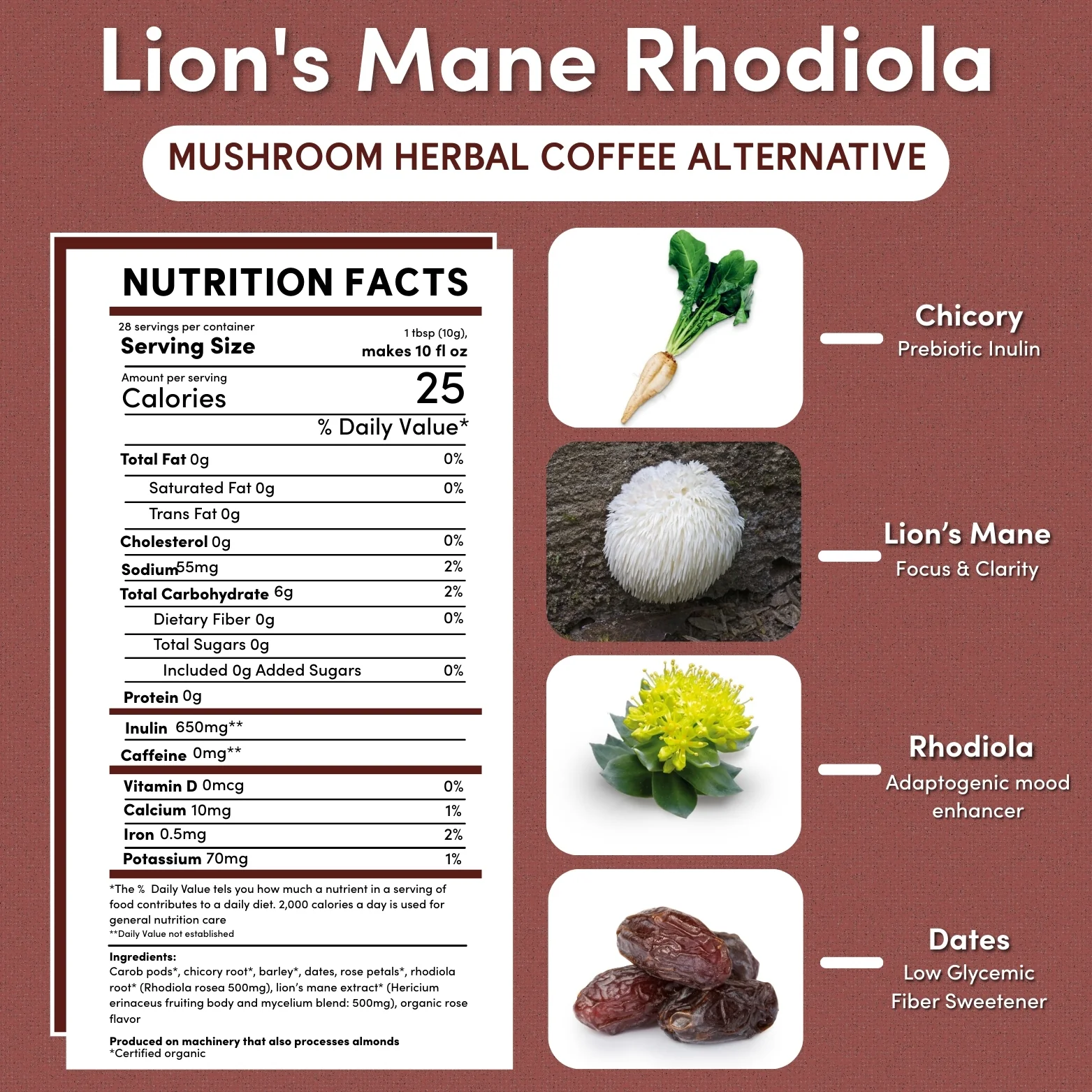 Lion's Mane Rhodiola Rose Mushroom Herbal Coffee - Image 7