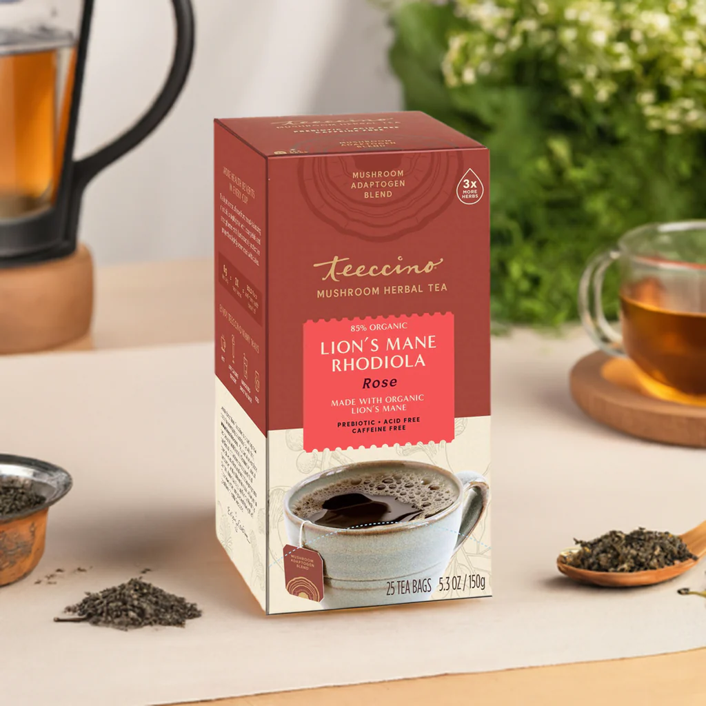 Lion's Mane Rhodiola Rose Mushroom Herbal Tea - Image 4