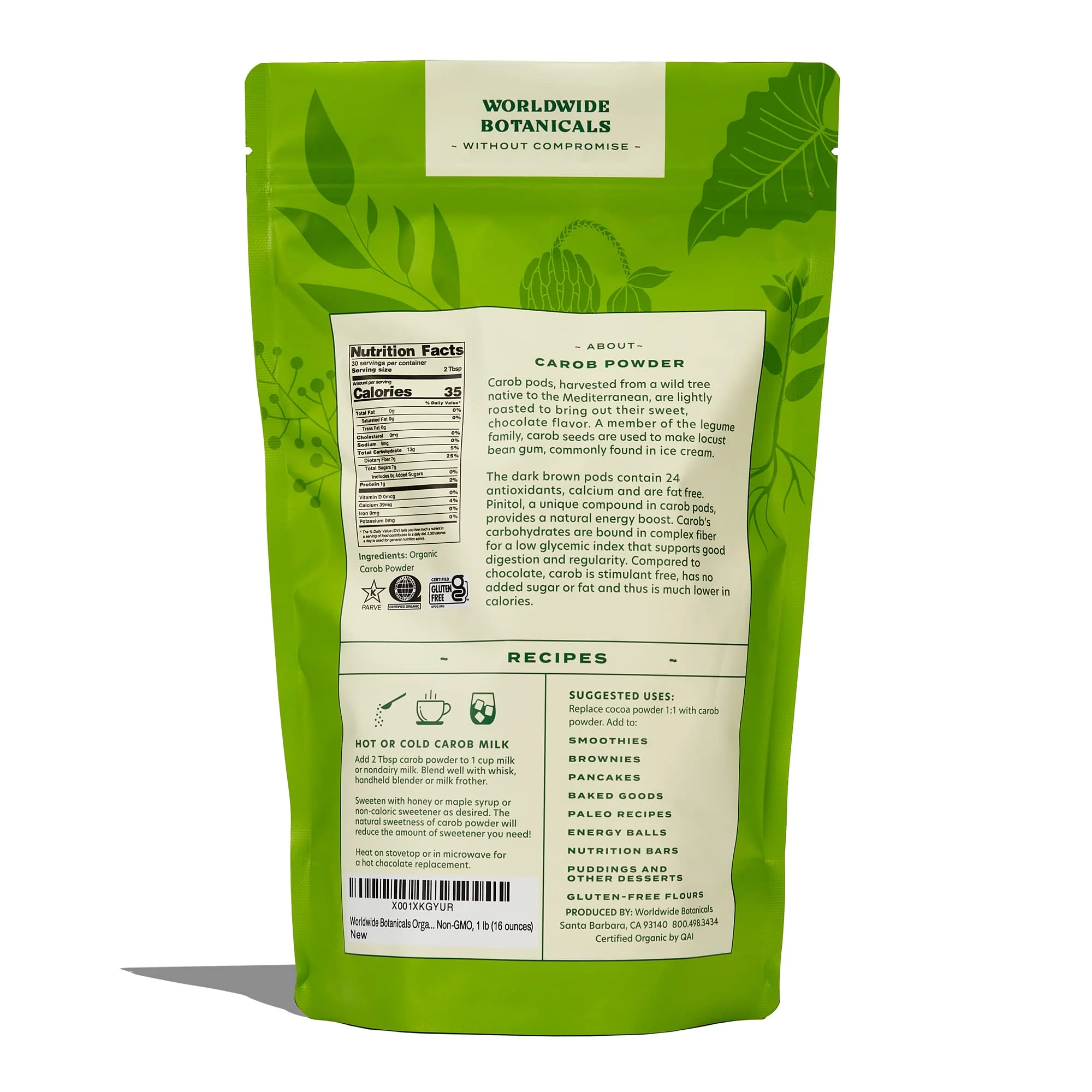 Worldwide Botanicals Organic Carob Powder, Medium Roast – 1 lb – Caffeine Free Cocoa Alternative – Low Fat Super Food with Natural Sweetness– Gluten Free, Kosher, 16 ounces - Image 6