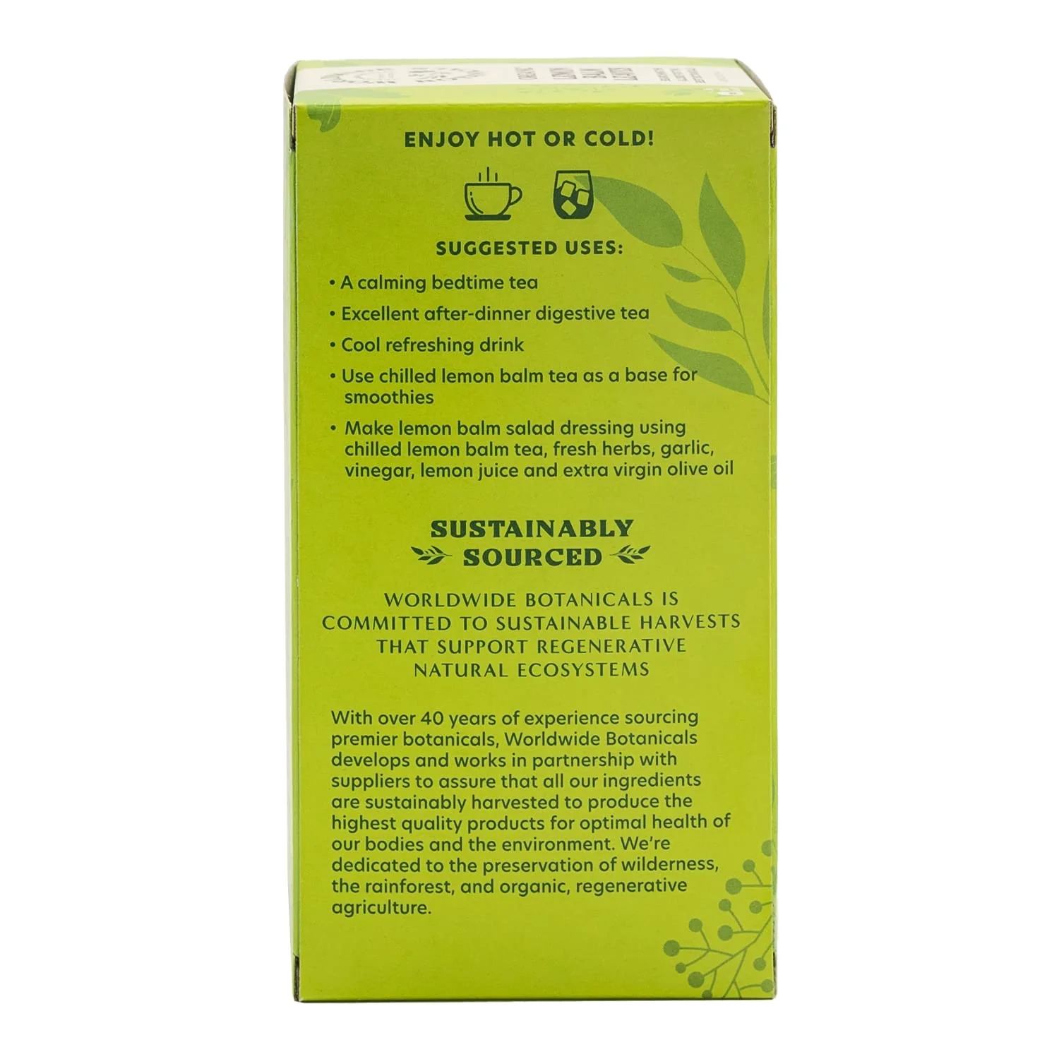 Worldwide Botanicals Organic Lemon Balm Tea, 25 Tea Bags - 50% more herbs with 2.25g per teabag - 100% Pure Lemon Balm Leaves, Kosher - Image 3
