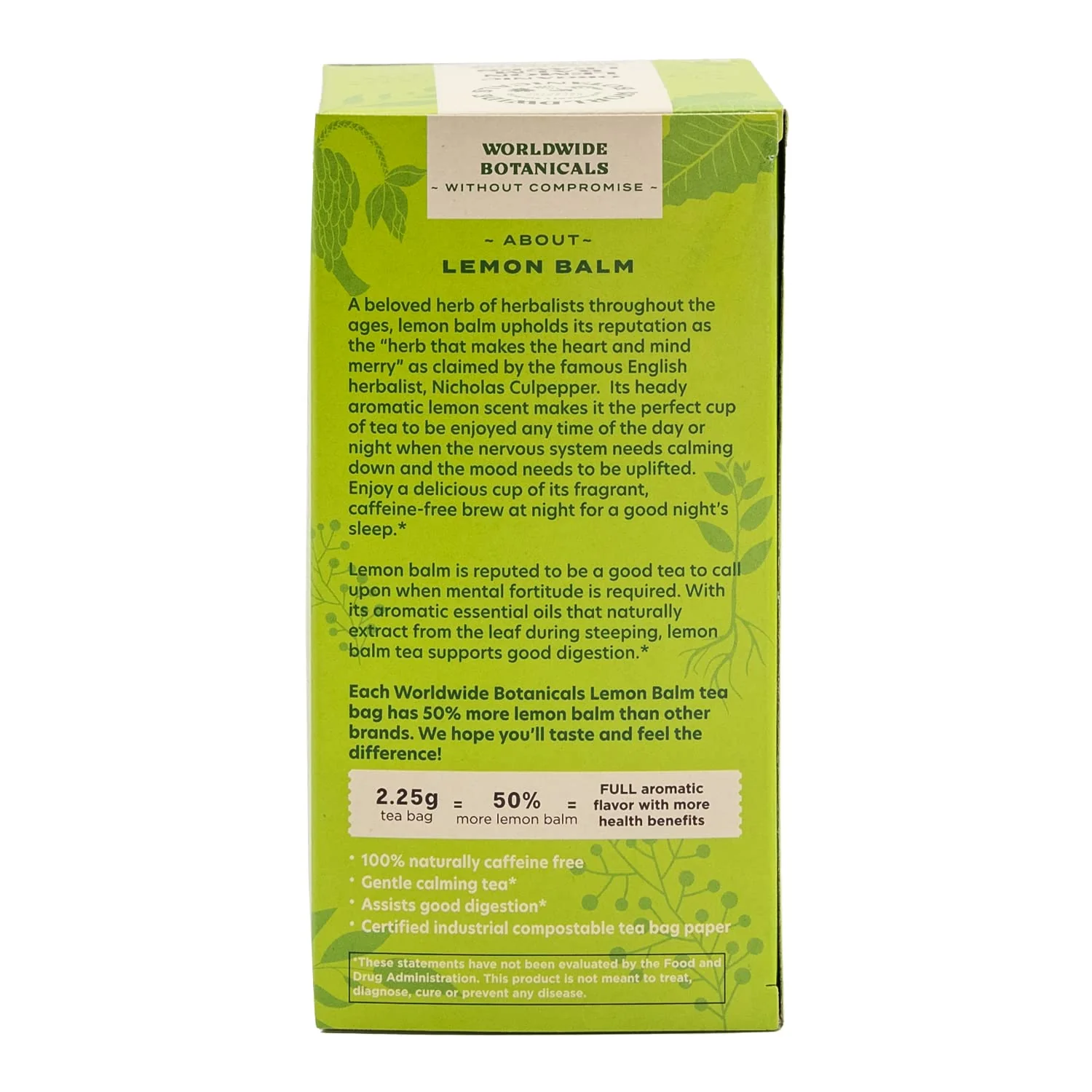 Worldwide Botanicals Organic Lemon Balm Tea, 25 Tea Bags - 50% more herbs with 2.25g per teabag - 100% Pure Lemon Balm Leaves, Kosher - Image 4