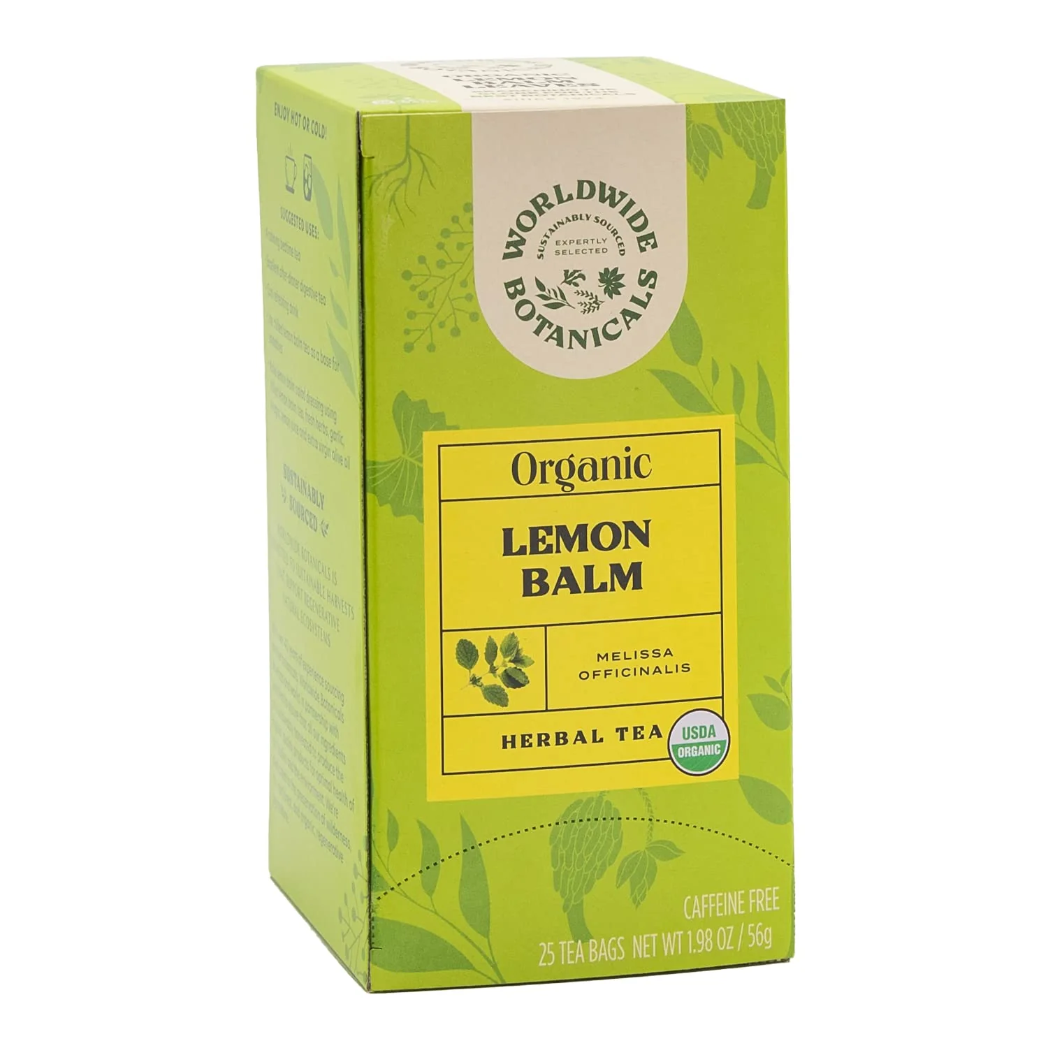 Worldwide Botanicals Organic Lemon Balm Tea, 25 Tea Bags - 50% more herbs with 2.25g per teabag - 100% Pure Lemon Balm Leaves, Kosher - Image 5